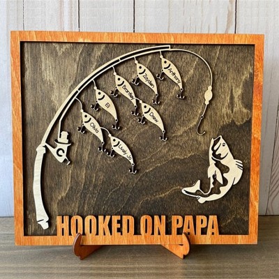Personalized Hooked on Papa Name Fish Sign Father's Day Gift